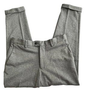 Zara Basic Pants Women 31 X‎ 27 Gray Flat Front Straight Slim Fit  Ankle